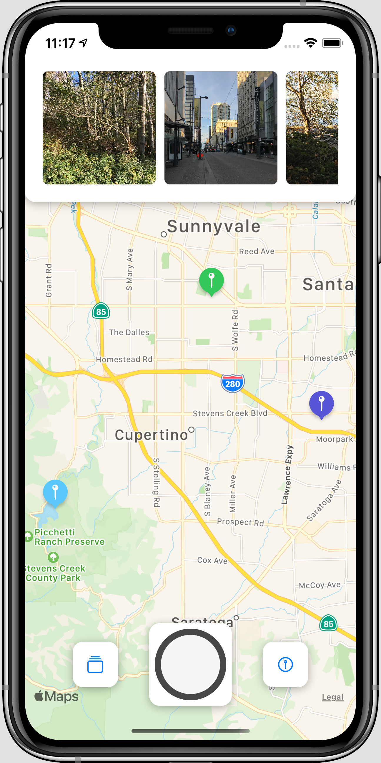 Home screen of the app Location Camera displayed on an iPhone